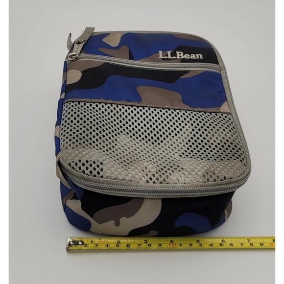 LL Bean Blue Urban Camo Insulated Lunch Bag Cooler Tote Picnic All Around Zipper - Picture 16 of 16